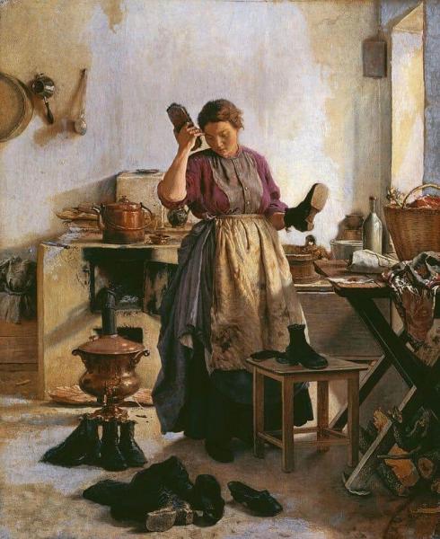 А. А. Попов. Утро на кухне. 1863. Частное собрание.