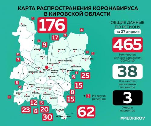Коронавирус обнаружен уже в большинстве районов Кировской области